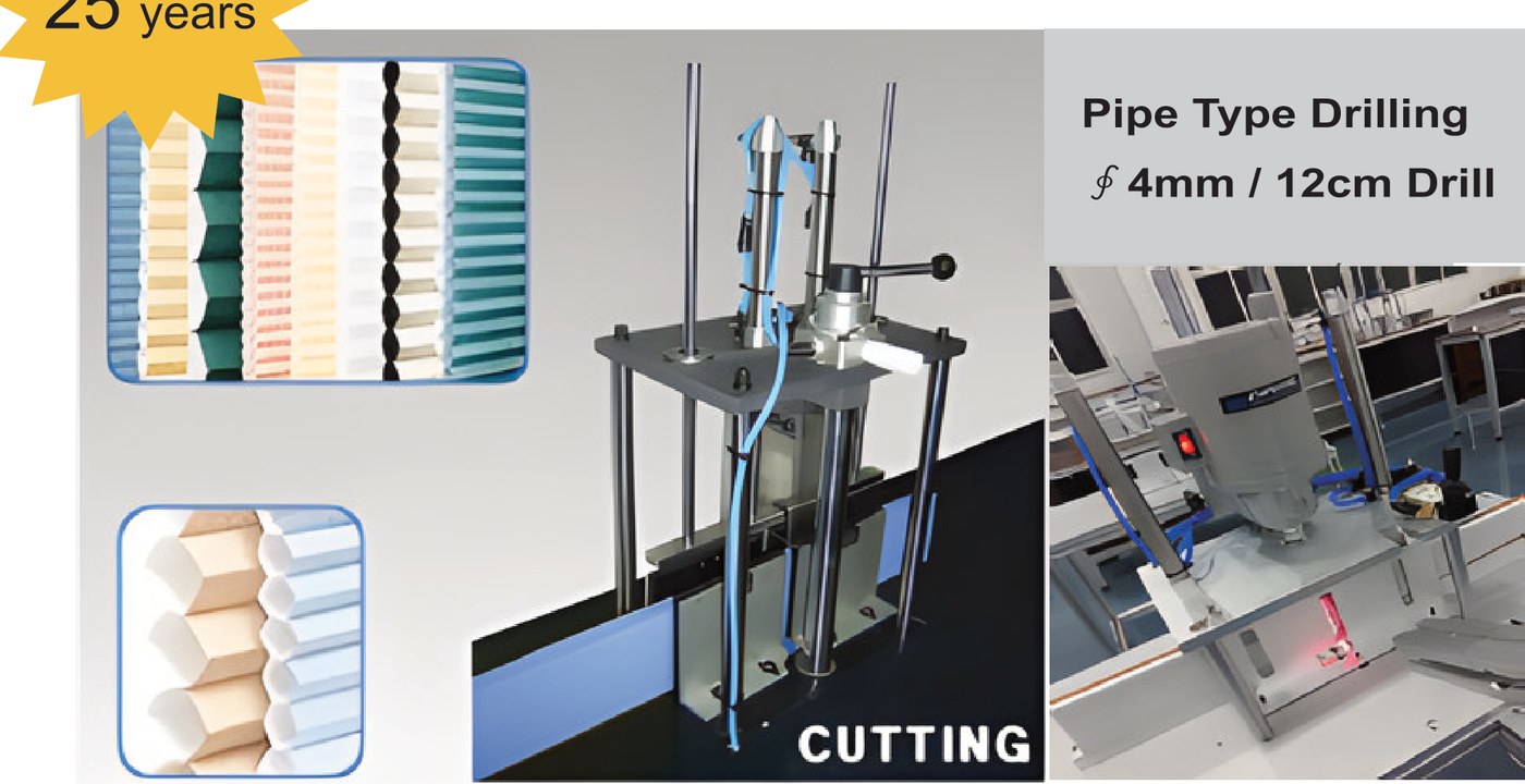 Honeycomb and pleated shade cutting and drilling machine