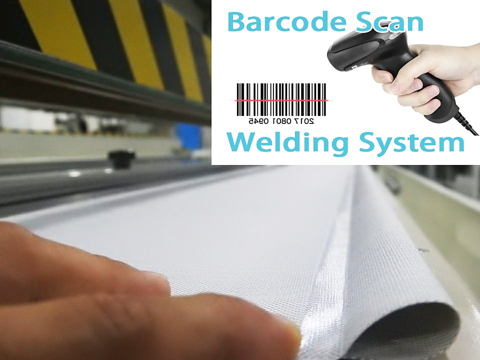 Barcode scan welding system on the fully automatic fabric welder